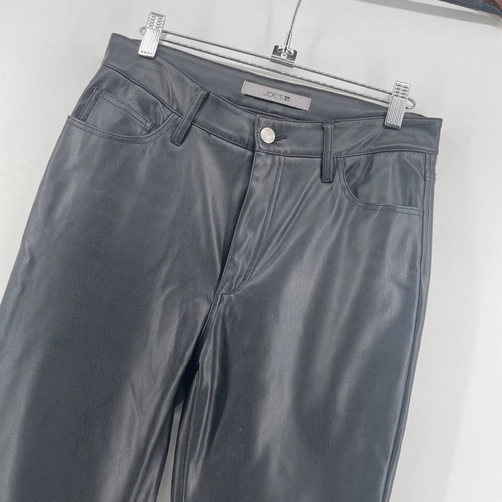 Joe's Jeans Vegan Leather‎ Pants Jeans Women's 26 Black Straight Leg Mid Rise